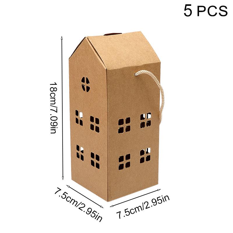 

5 шт. Рождественский домик в форме коробки конфет, упаковка для печенья, бумажные коробки, подарочные пакеты, украшение для новогодней вечеринки Navidad 5pcs