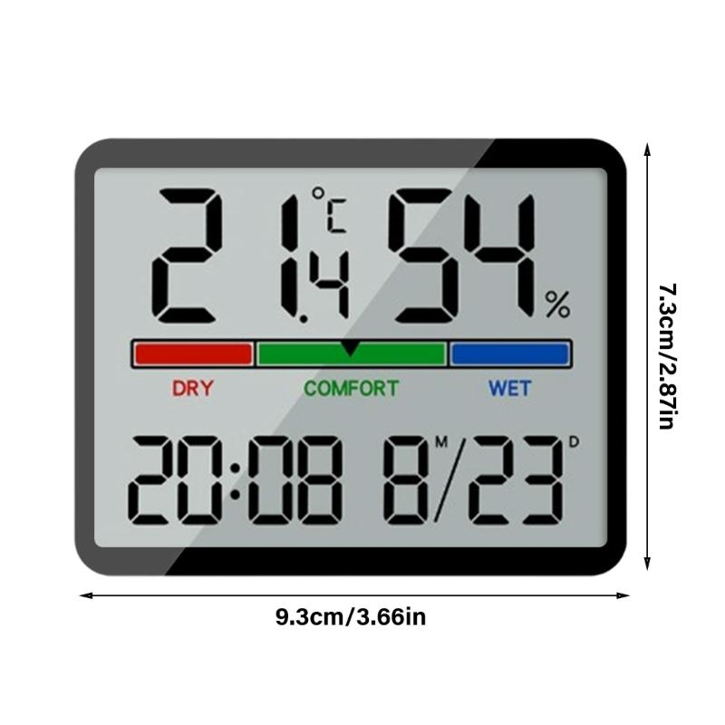 Temperature Humidity Meter Desktop Testing Meter with Time Date Display Large LCD Thermometers Hygrometer for Indoor