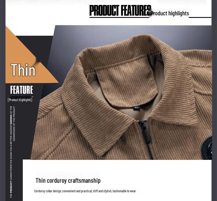 Men's 2025 Corduroy Lamb Wool Coat - Velvet Lined Cotton Winter Jacket