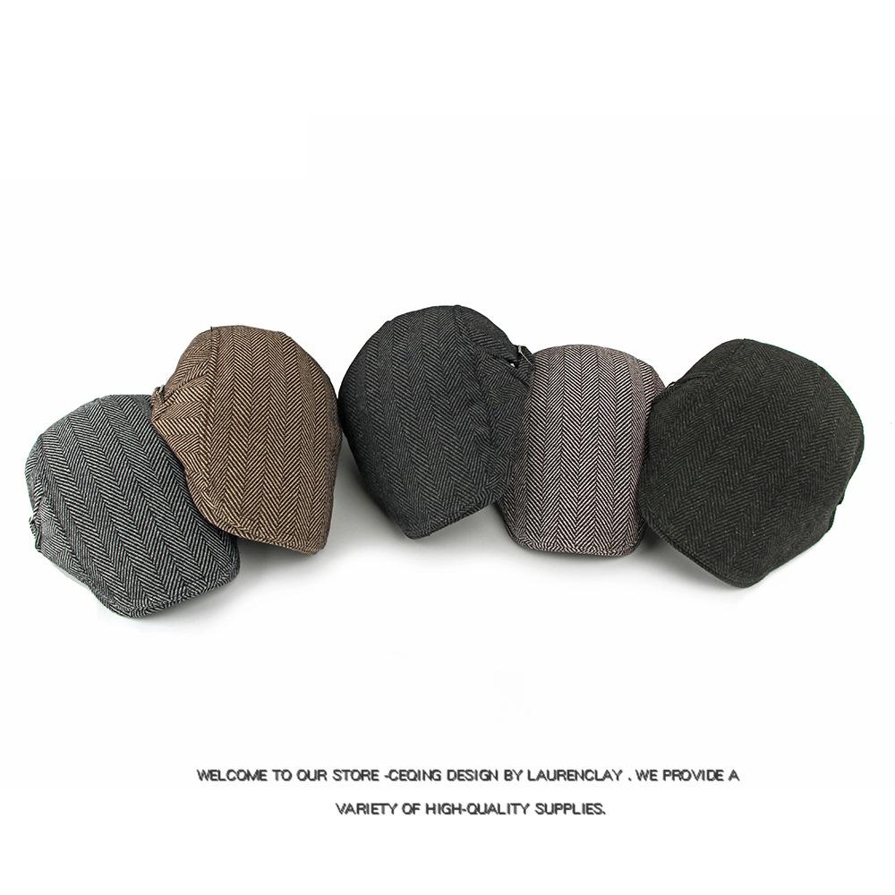 Men's Herringbone Wool Blend Newsboy Cap Vintage Flat Cap for Casual/Cool Weather (5 Color Options)