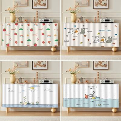 Cute Cartoon Cabinet Curtain Dustproof Self-Adhesive Kitchen Curtains Shoe Rack Curtain Home Decor Supplies