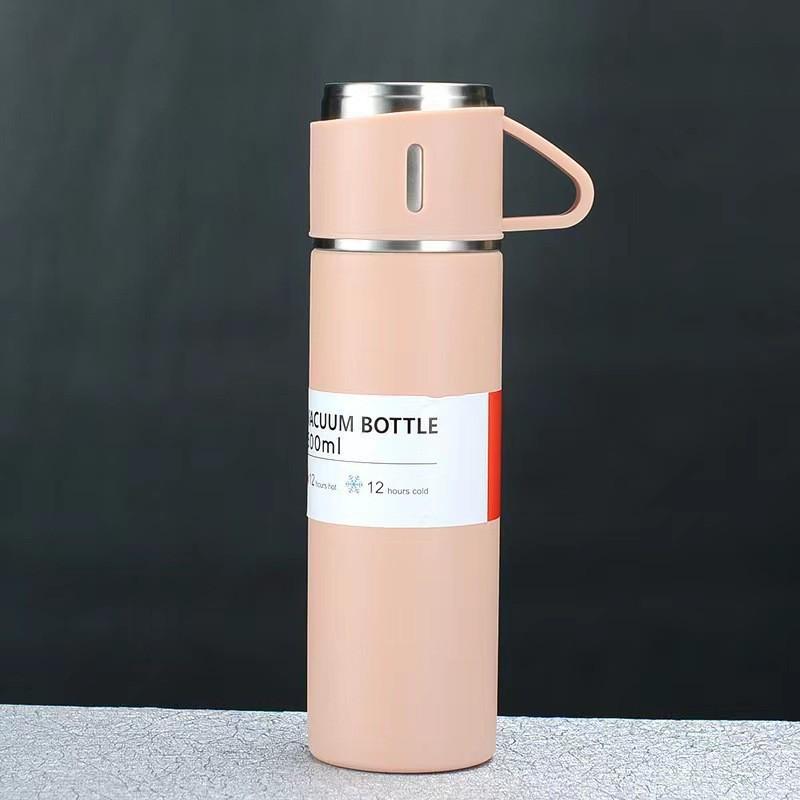 Portable Stainless Steel Thermos Cup Set with Three Lids, Laser-Engraved Logo, Ideal for Business Events