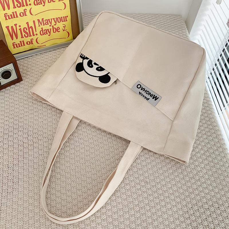 Canvas Bag Women's High End Female Women's Large Capacity Panda Handbag Shoulder Bag