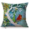 Spring Colorful Home Decoration Cushion Cover Cardinal Bird Style Water Color Art Cotton Linen Square Sofa Throw Pillow Case