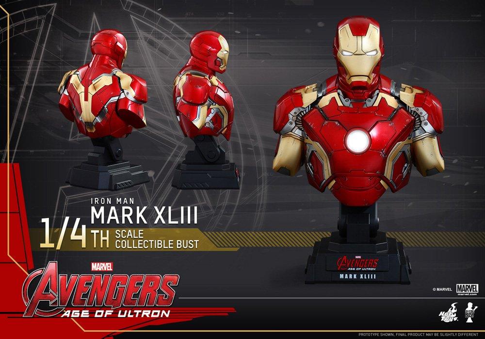 Hot Toys Bust Avengers: Age of Ultron Iron Man Mark 43 1/4 Scale Bust Plastic Pre-painted Figure