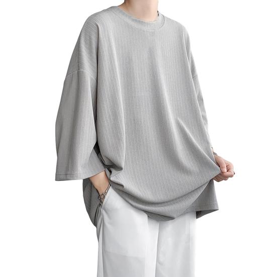 Pánské tričko s kulatým výstřihem, tříčtvrteční rukáv, jednobarevné tričko, ležérní styl, volný střih, tričko pro ulici, cestování, dovolenou