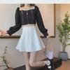 Women's Black High-Waist Fluffy A-Line Skirt - Spring 2024 Fashion
