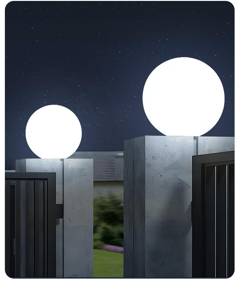 Waterproof Outdoor Solar Moon Lights for Courtyard, Gate, Garden, and Fence Pillars