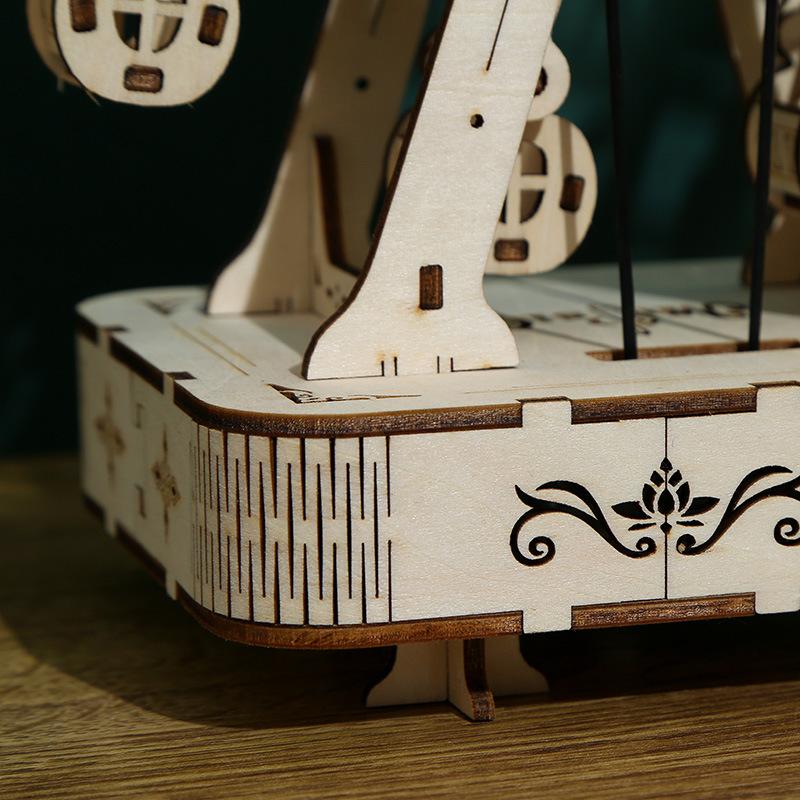 DIY Handmade Wooden Music Ferris Wheel Model 3d Three-dimensional Puzzle Gift Children's Toys Desktop Furnishings