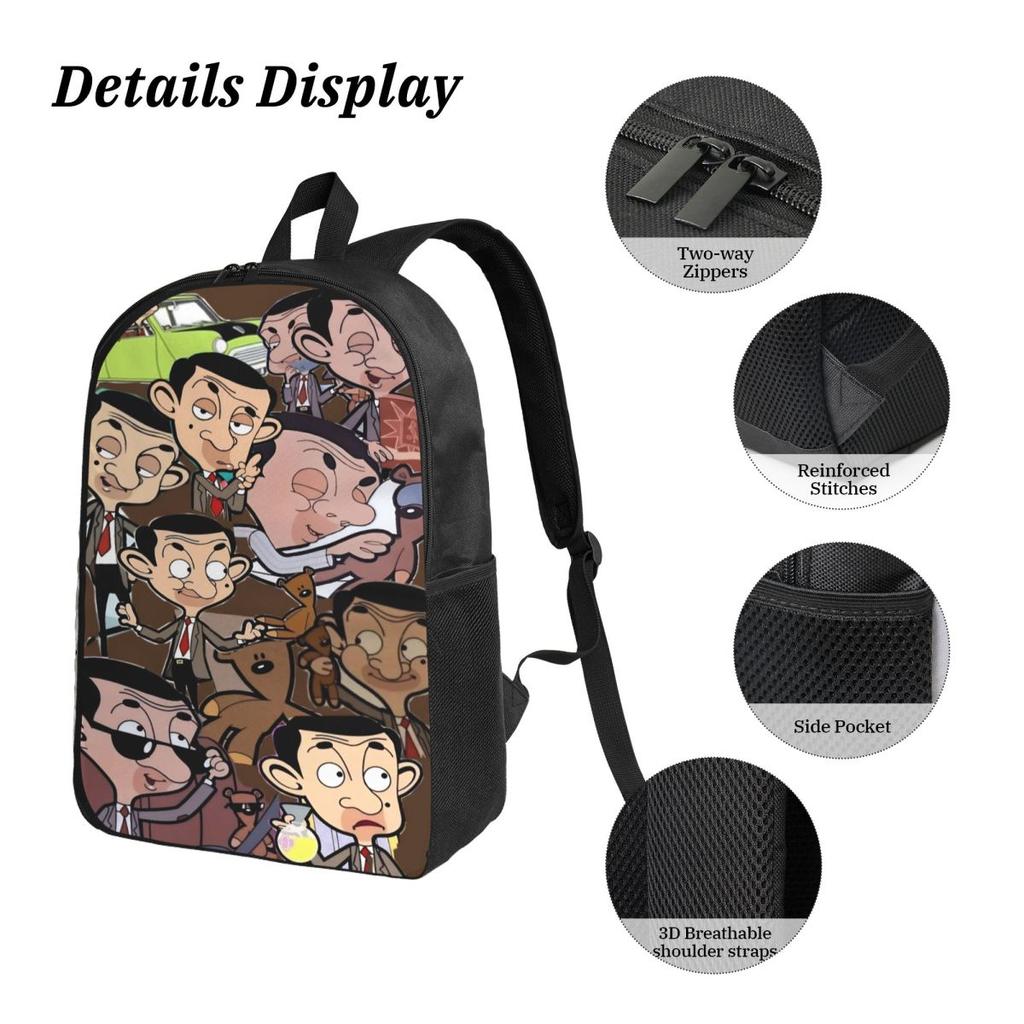 Set di 3 Zaini Mr Beans Merch per Ragazze Ragazzi Astucci Set Zaino con Portapranzo Per Studenti Scolastici Daypack