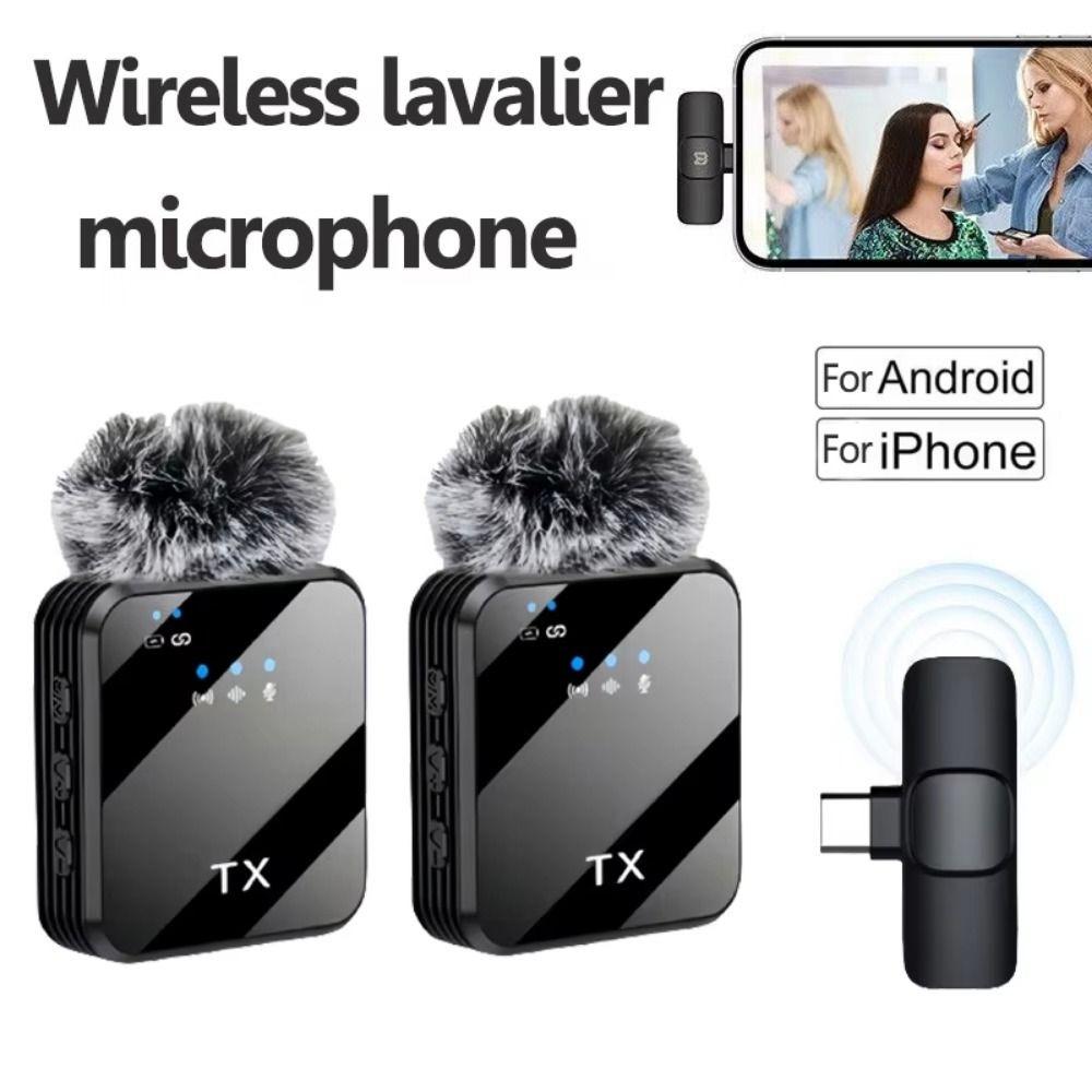 Mini Wireless Microphone Noise Cancellation Lapel Microphone Clip-On Microphone Travel