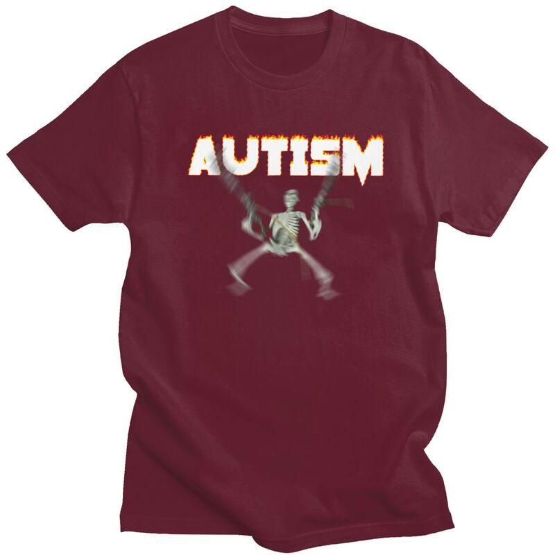 Custom Cool Autism Skeleton Meme T Shirt Men Short Sleeves Pure Cotton Tshirt Casual Tee Tops Fashion Tshirt