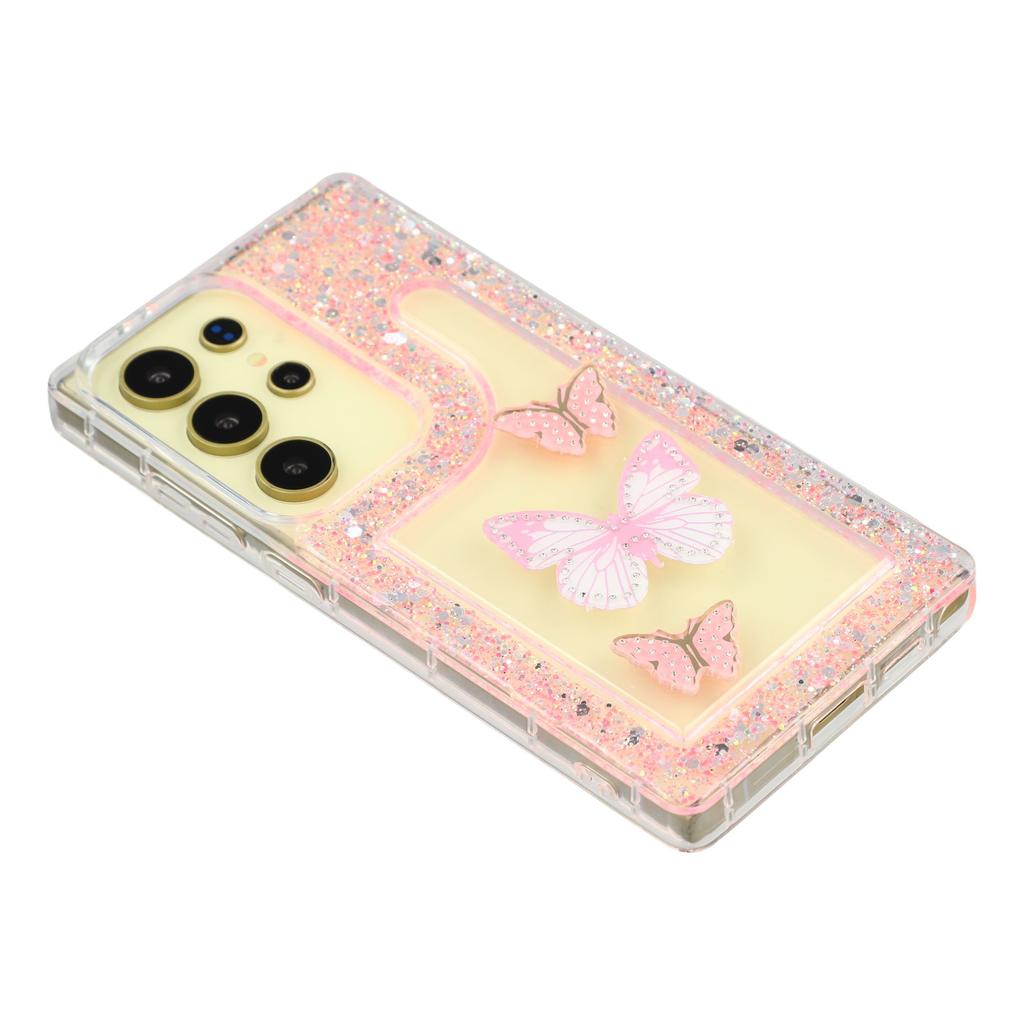 For Samsung Galaxy S23 Ultra Case DIY Butterfly Glitter Epoxy Soft TPU Phone Back Cover