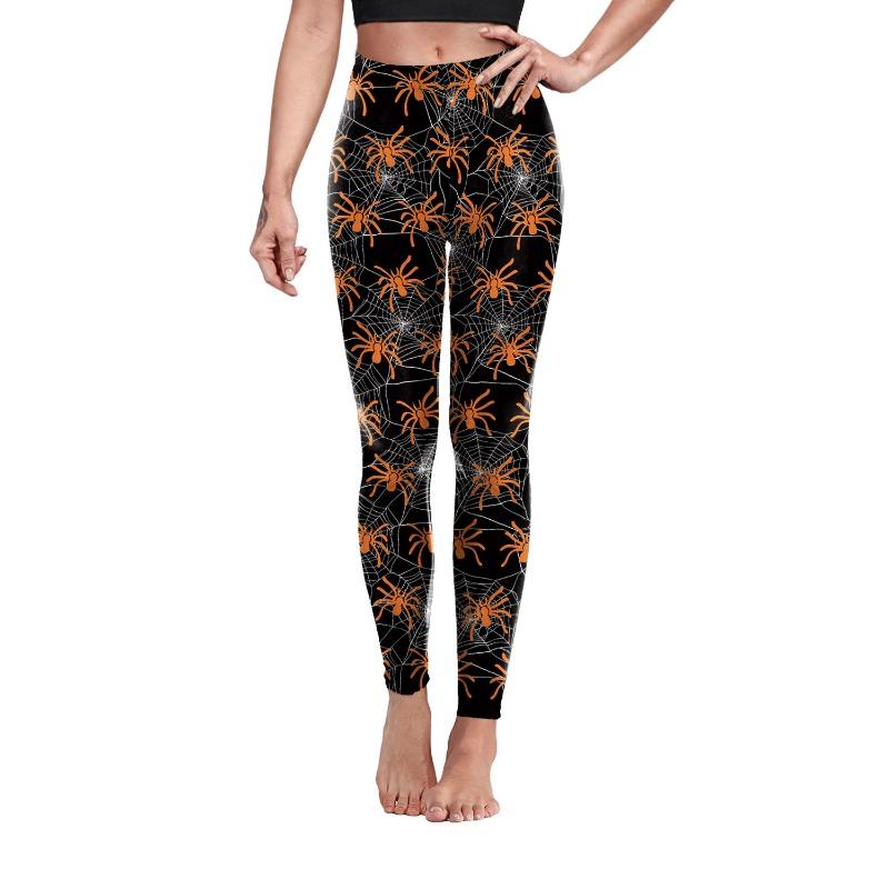 

Брюки для костюма на Хэллоуин Женская одежда Европейский и американский принт в виде головы черепа Брюки для йоги Спортивные леггинсы L
