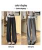 Gray Lace Polka Dot Scimitar Pants: Women's High Waist Drawstring Loose Wide Leg Sports Pants for Spring