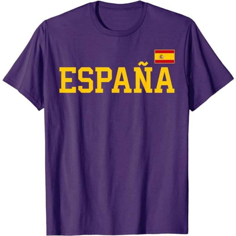 Spain Soccer Ball Spain Flag Jersey - Spanish Football Fan T-Shirt Spanish Flag Red España Graphic Tee Top Espana Support Outfit