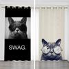 Tenda Oscurante Minimalista Nordica con Gatto Carino per Camera da Letto di Coppia Personalità Creativa Drappo Blackout Occhielli Parte Superiore Installazione a Ganci