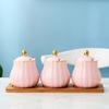 Creative Kitchen Ceramic Seasoning Jar Three-piece Seasoning Jar Seasoning Box Combination Salt Jar Chili Oil Cans Household