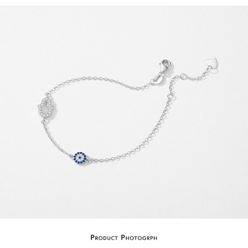 S925 Sterling Silver Blue Eyes Diamond Bracelet - Women's Korean Style, Versatile, Cute Gourd Design