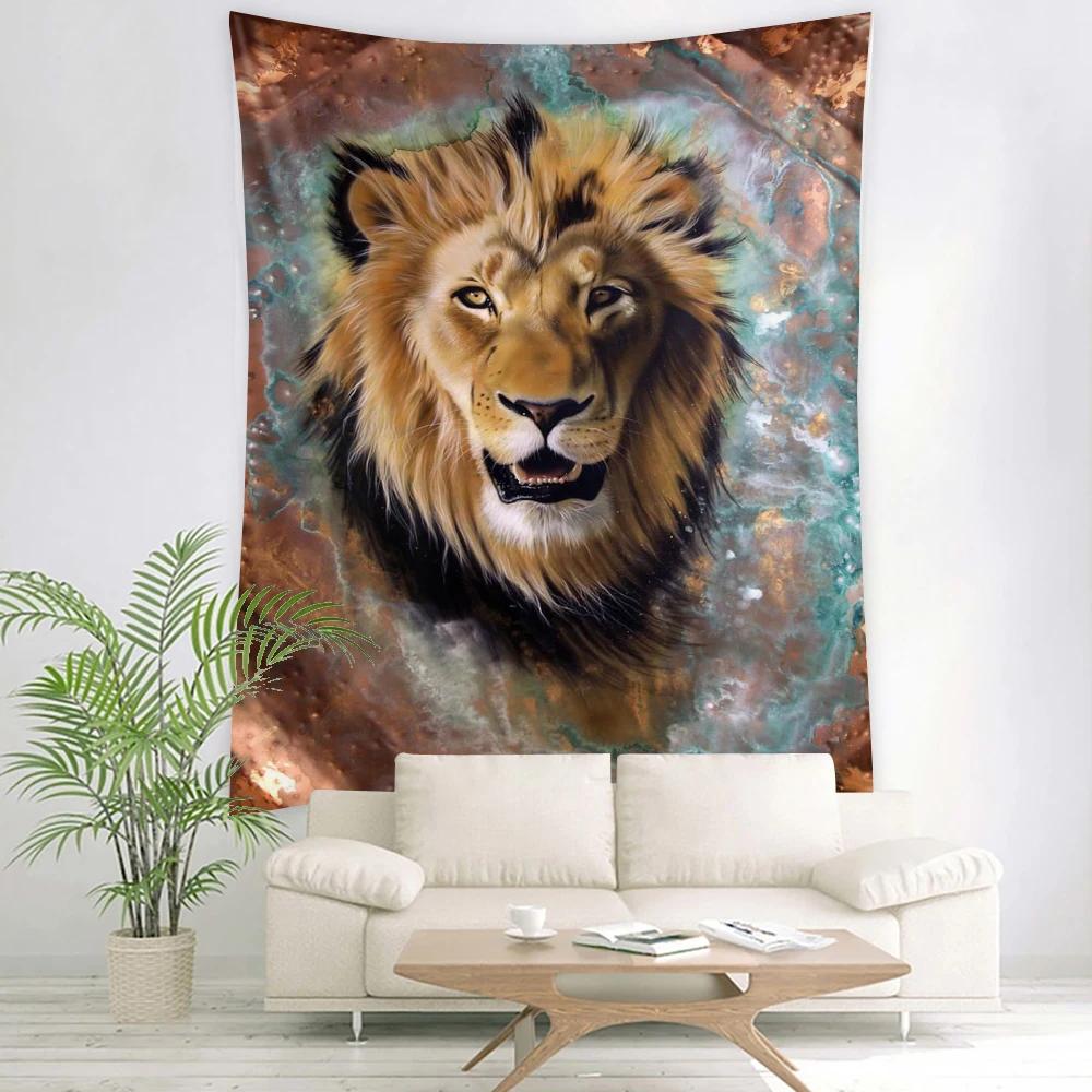 

Одеяло занавеска висит домашняя спальня гостиная украшение лев настенный гобелен искусство 100x75cm