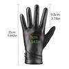 1 Pair Winter Cycling Gloves Cold-proof Plush-lined Touch Screen Windproof Faux Leather Solid Color