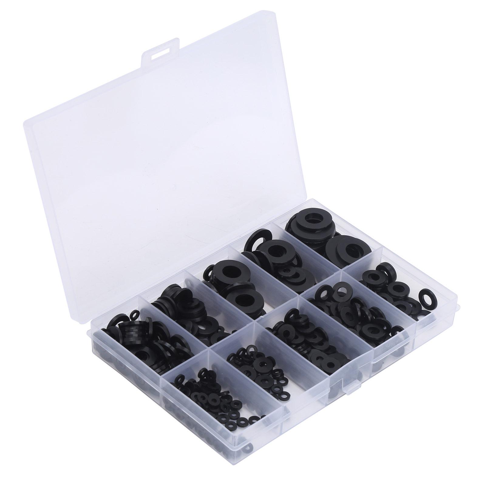 

500Pcs Nylon Washers Black Gaskets Set Industrial Supplies M2 M2.5 M3 M4 M5 M6 M8 M10