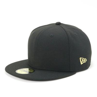 59FIFTY Cap Plain Basic Black Gold Size 7 5/8 5950 BASIC BLK MGLD 25J