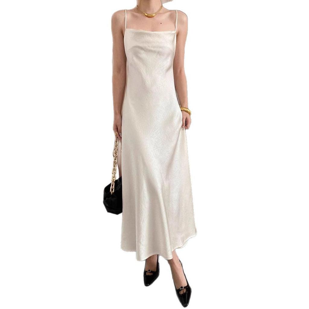 Summer Women's Sexy Backless Slip Dress, High Waist Elegant Evening Party Gown, European American Style Female Casual Sundress
