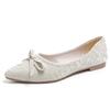 Low Top Shoes Summer New Pointed Head Shallow Mouth Cloth Surface Butterfly Knot Soft Sole Anti-slip Wear-resistant Flat Shoes