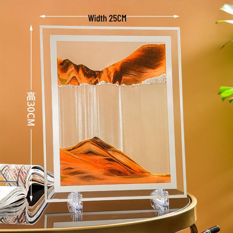 Ornament 3D Ruchomy Piasek Lustrzane Krawędzie Kwadratowy Obraz do Salonu - Szklana Dekoracja Rękodzieła Zestaw na Prezent