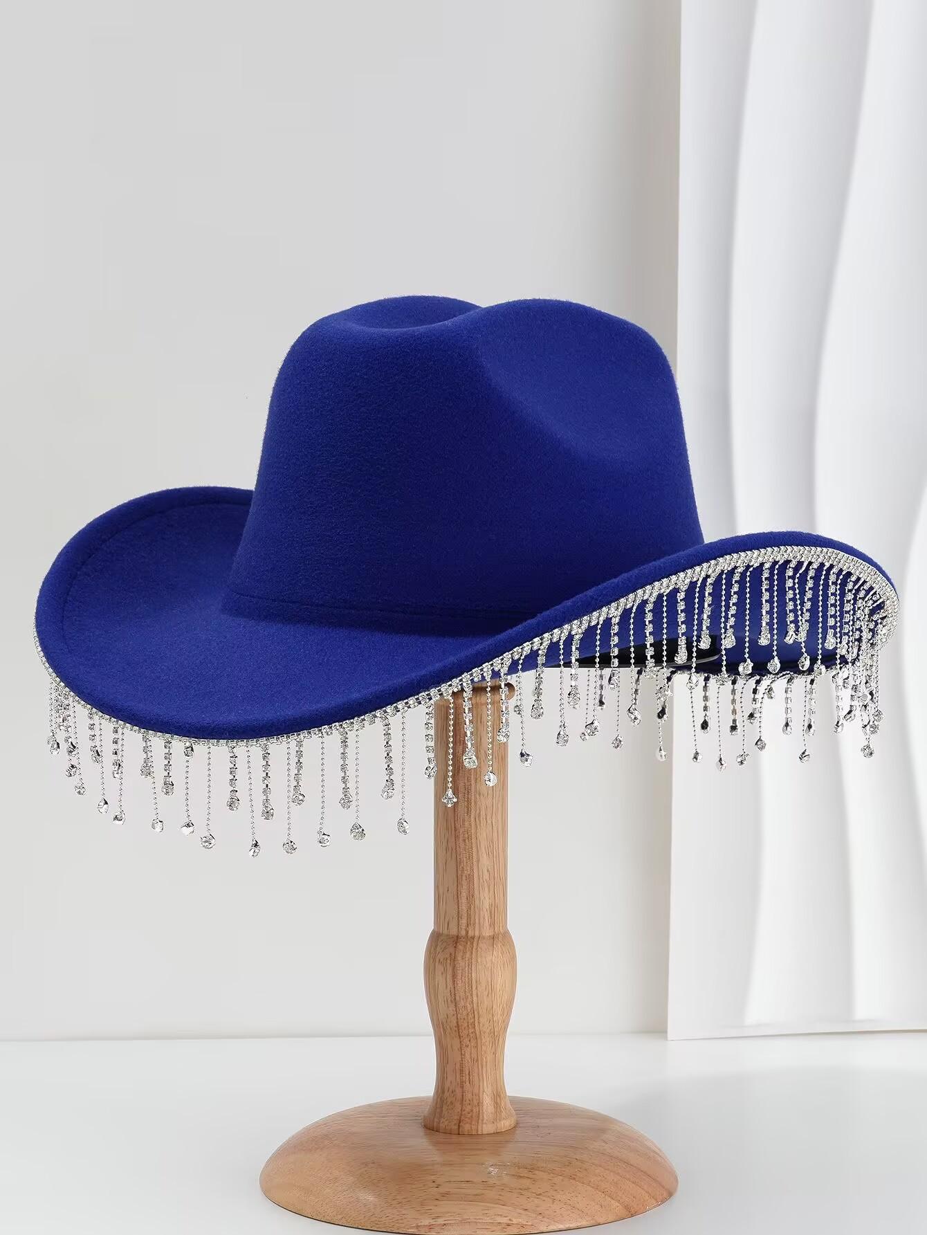 

JYL TS DIY Rhinestone Hat Unisex Suede Concave Dome Denim Hat Denim 1222Mao10836 м яч синього кольору
