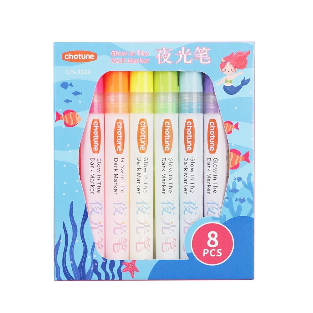 8 Colors/set Neon UV Fluorescent Acrylic Paint Pens, Paint Markers, Glow in The Dark Bright DIY Luminous Marker Pen Art Supplies