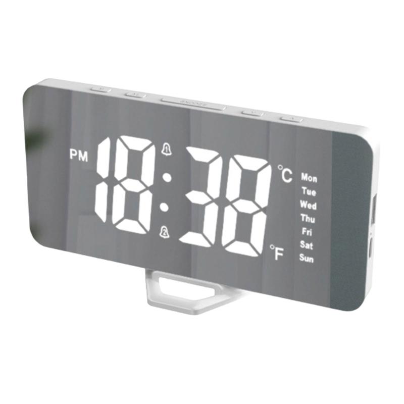 

LED Digital Alarm Clock with Glass Surfaces, Date Temperature Display, Snoozes Features for Bedroom and Office Use