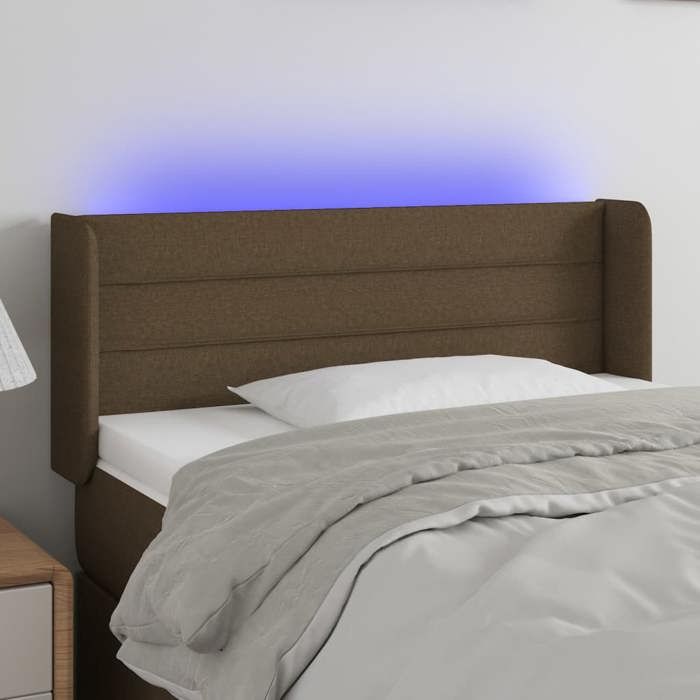 VidaXL Tête de Lit à LED Meuble de Chambre à Coucher Accessoire de Lit Simple Tête de Cadre de Lit Intérieur Marron Foncé 3123369