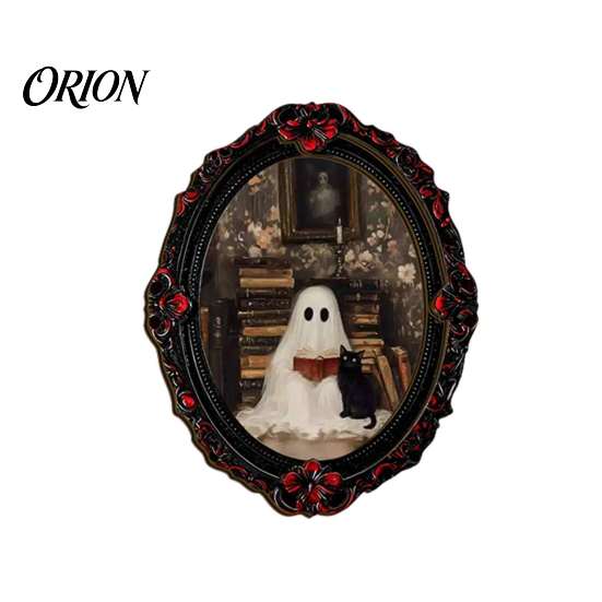 Soft Magnetic Office Whiteboard Items Retro Gothic Halloween Refrigerator Magnet, Distressed Oval Photo Frame Frige Magnets, Dark Reusable Festive