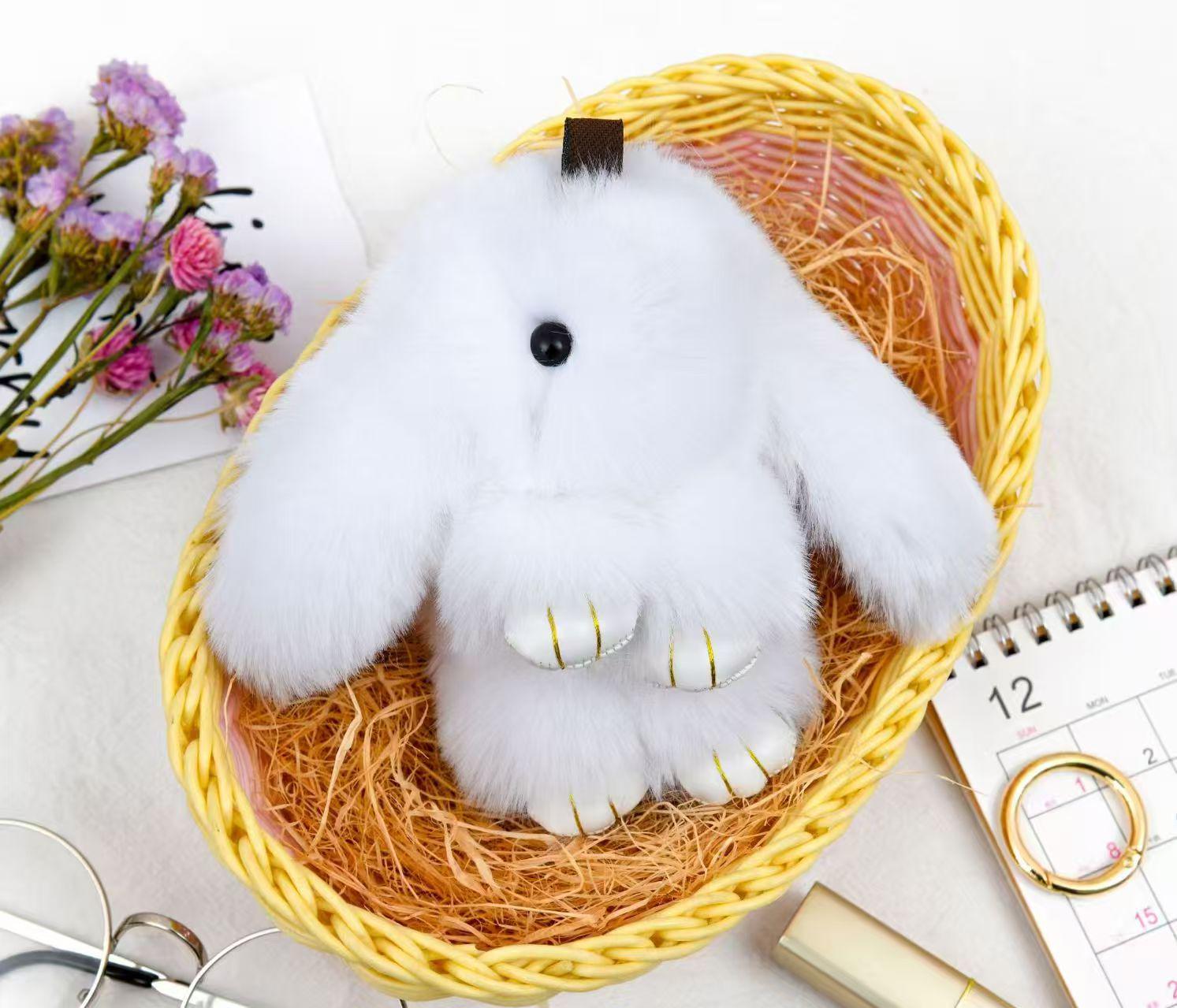 

Плюшевый брелок из искусственного кроличьего меха: Милый кролик-брелок для мобильных телефонов и ключей от машины