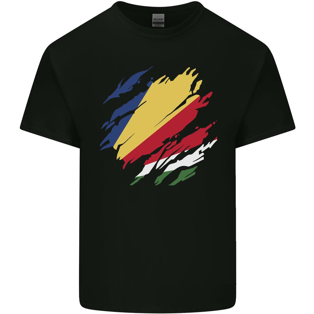 Torn Seychelles Flag Seychellois Day Football Unisexs Light Cotton TShirt