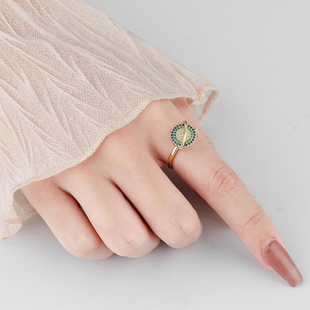 New Planet Rotating Open Ring Women Niche Design Stress Relief Spinner Band Fashion Jewelry Accessory