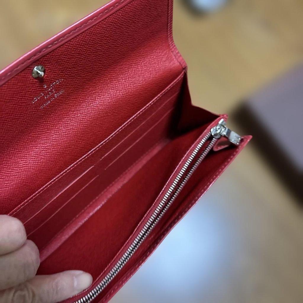 Used Louis Vuitton Epi Leather Long Wallet Red Serial Number CA1016