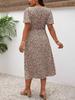 2025 European & American Summer Leopard Print Plus Size Women's Short Sleeve Dress