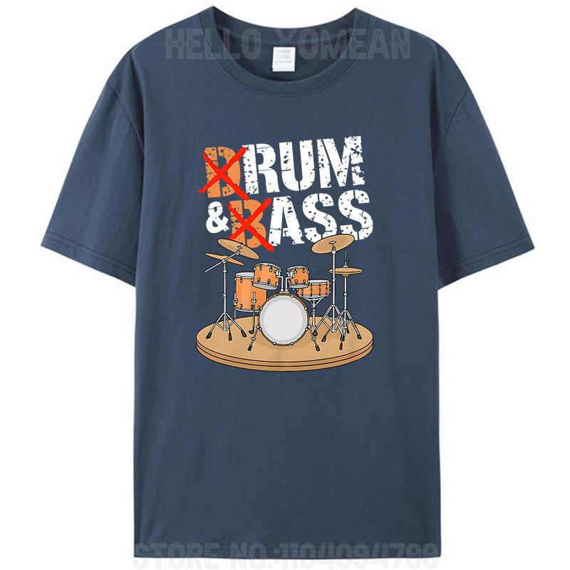 Drum And Bass Or Rum And Ass Music Instrument Drummer Men's Cotton T-Shirt Funny Unisex Graphic Oversized Tees Shirts Tops Gifts