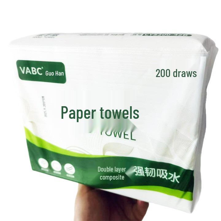 Guohan Double Layer Business Hand Towels - Thick, Strong, Water-Absorbing, 200 Sheets, 20 Packs