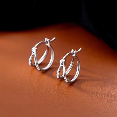 Double-layer Circle Smooth Earrings Women's Simple Retro Personality Hong Kong Style Fashion Earrings New Trendy