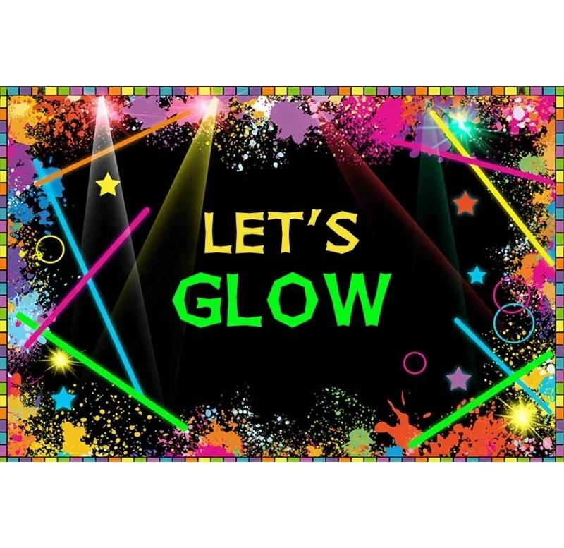 Splashing Graffiti Glow Wall Backdrop  HipHop Theme Happy Birthday Party Photography Background BannerTapestry