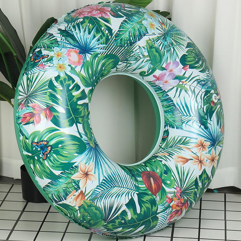Adult Pool Floaters Leaf Printed Inflatable Swim Tube Swim Tube Ring Swim Ring Inflatable Underarm Circle Thickened Swim Ring