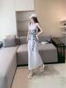 Summer Sleeveless French Letter Split Long Dress - Women's Loose Over-the-Knee Skirt
