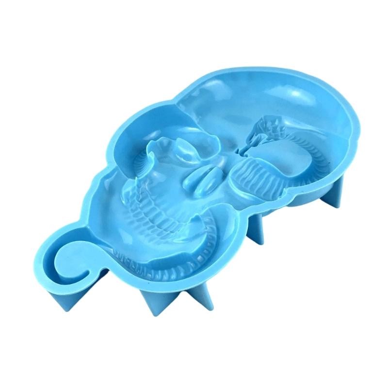 Snakelike Skull Silicone Mold Non-stick Easy to De-mold for DIY Halloween Skull Ornament Christmas Skull Decor Craft синий