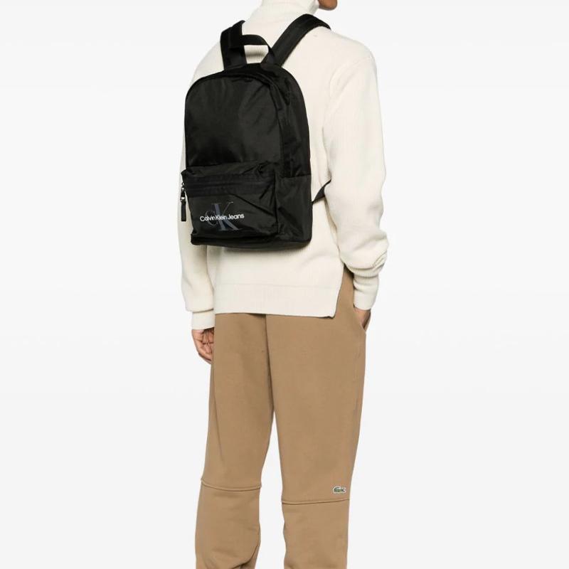Calvin Klein Essentials Campus Logo Print Recycled Polyester (polyester Fiber) Backpack Men's Black