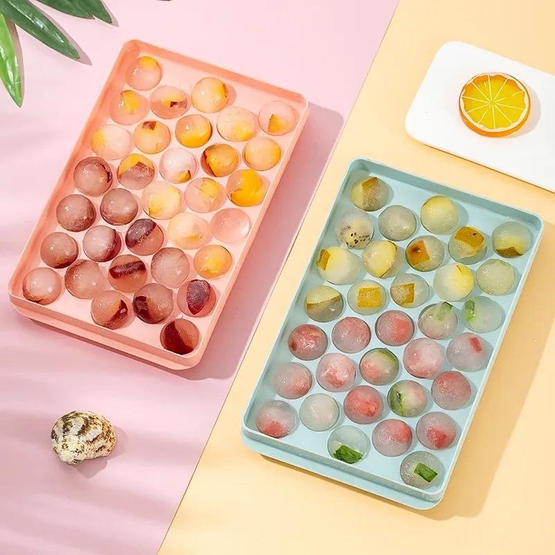 

Creative Homemade Ice Cube Trays and Ice Box Molds for Round Ice Hockey Balls with LIDS 1pc рожевий