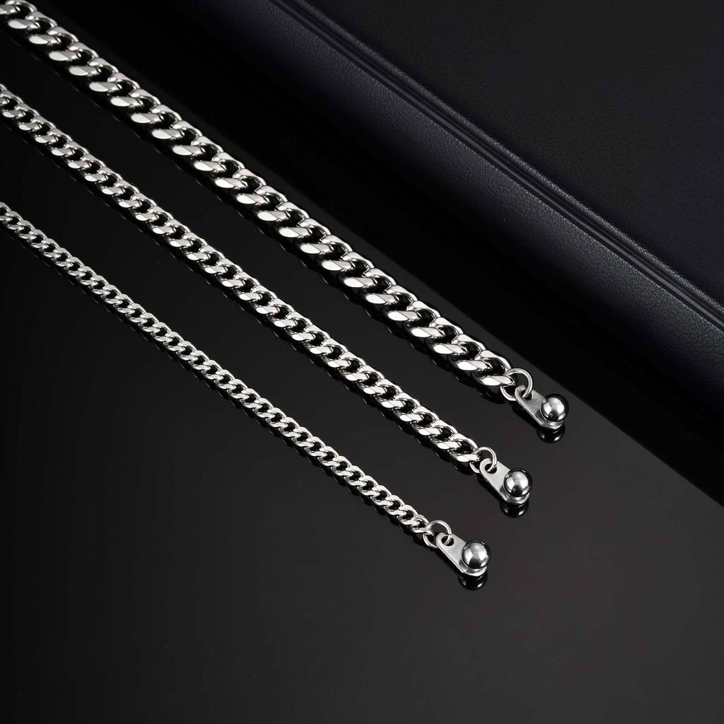 Men's Cuban Chain Bracelets with Circular Pressing Button,Waterproof Stainless Steel Chain Links Wrisbtand,Casual Jewelry Gifts